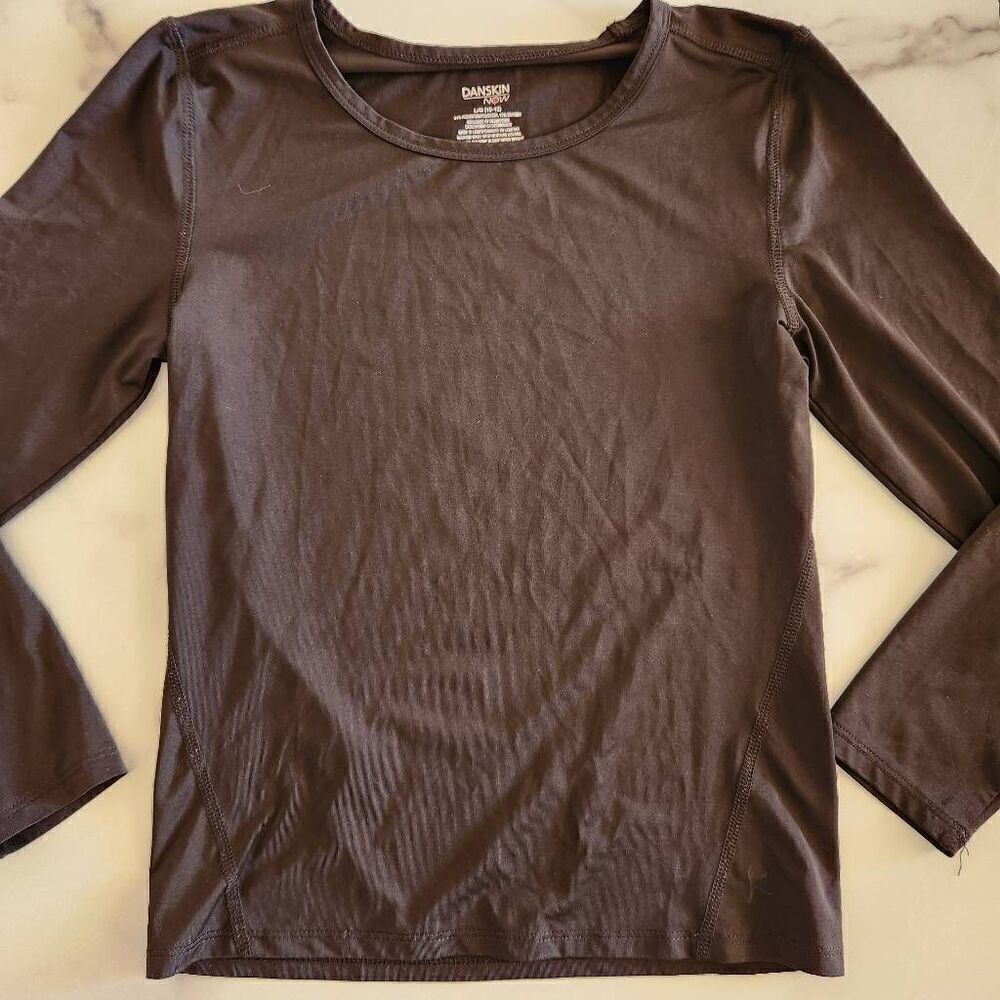 Danskin Now girls large black casual basic activewear sporty shirt long sleeve